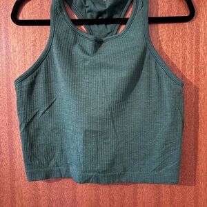 lululemon athletica Ribbed “Ebb to Street“ Sports Bra in Deep Green